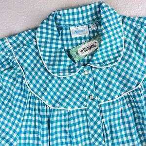 National Womens 2X Gingham Nightgown Mumu Pearl Snap Up  Granny Core